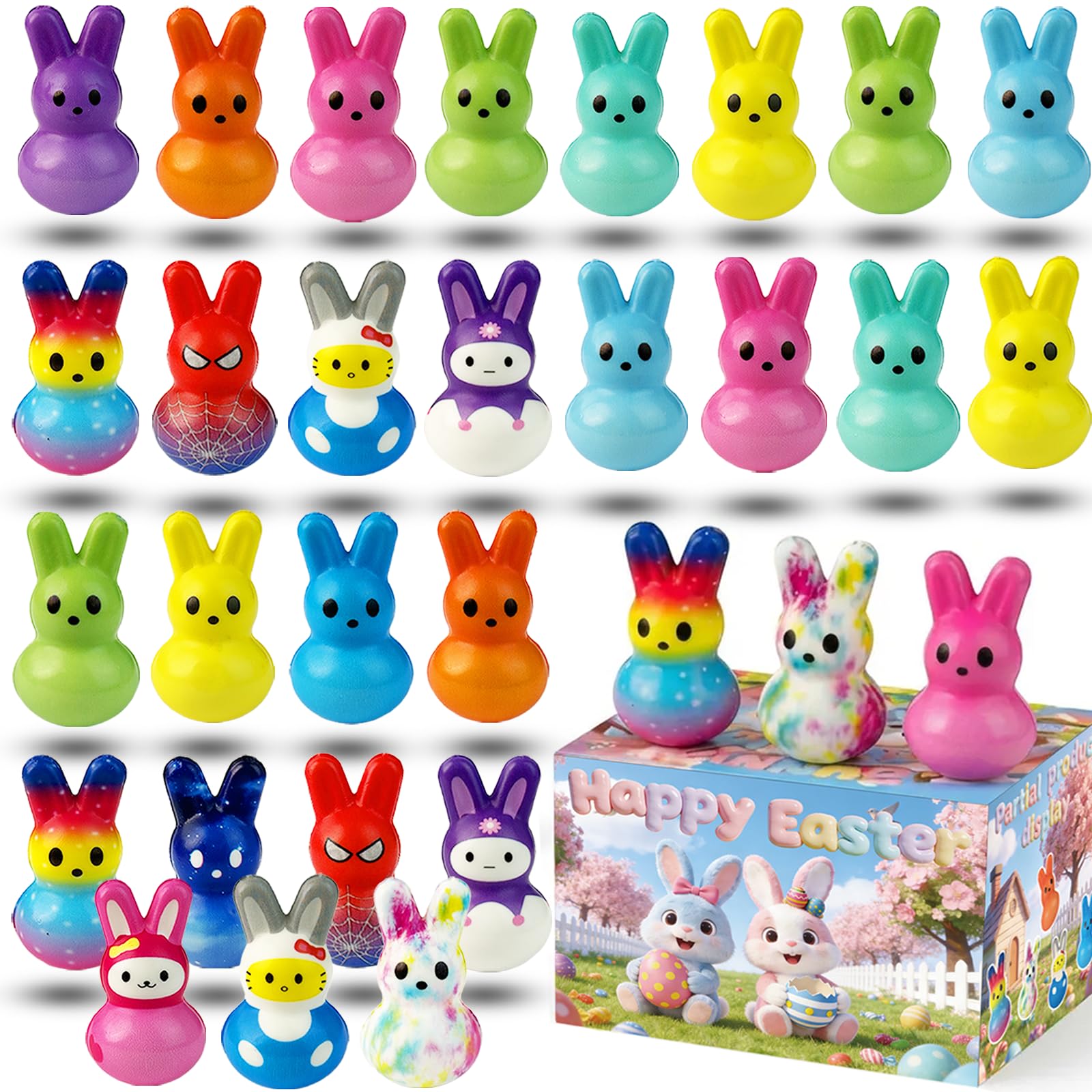 30 Pcs Easter Basket Stuffers, Bunny Slow Rising Squishy Toys, Easter Toys, Easter Egg Fillers, Squishies Stress Relief Fidget Toys for Kids Boys Girls, Gifts, Party Favors