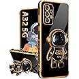Buleens for Samsung Galaxy A32 5G Case with Astronaut Stand, Women Girls Galaxy A32 5G Cases, Girly Cute 6D Outer Space Heart Pattern Phone Cover for Samsung A32 5G 6.5 Inch Black