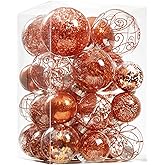 Wironlst Christmas Ball Ornaments Shatterproof Clear Large Plastic Hanging Ball Decorative Baubles Set with Stuffed Delicate Decorations (Multi-Siz, Orange)