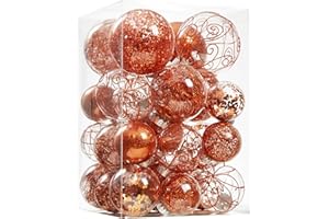 Wironlst Christmas Ball Ornaments Shatterproof Clear Large Plastic Hanging Ball Decorative Baubles Set with Stuffed Delicate Decorations (Multi-Siz, Orange)