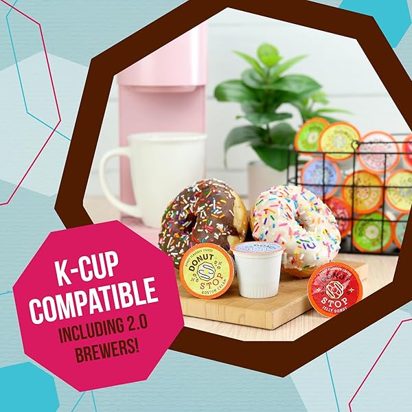 DONUT STOP FLAVORED COFFEE PODS, COMPATIBLE WITH 2.0 K-CUP BREWERS, FRENCH CRULLER DONUT FLAVOR, 40 COUNT