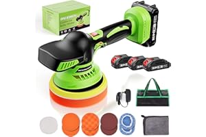 Avhrit 6 Inch 21V Cordless Car Buffer - Polisher Kit with 3 X 2.0 Batteries, Car Wax Buffer for Detailing, Polisher with 6 Variable Speeds for Detailing/Waxing/Buffering/Polishing