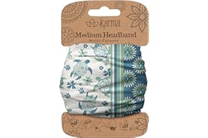 Karma Turtle Headband for Women - Medium - Fabric Headband and Stretchy Hair Scarf - White/Blue