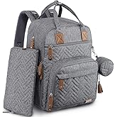 iniuniu Diaper Bag Backpack, 4 in 1 kit Large Unisex Baby Bags for Boys Girls, Waterproof Travel Back Pack with Diaper Pouch