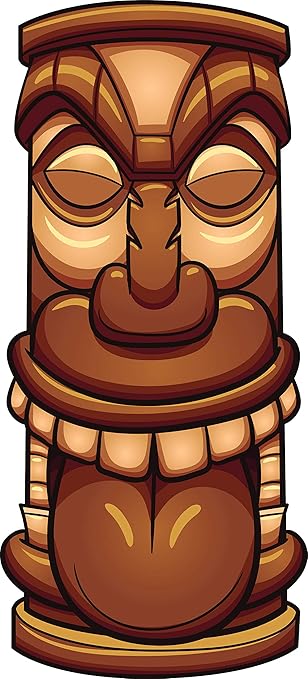 Amazon Com Classic Fun Island Wood Tiki Totem Cartoon Emoji Vinyl Sticker Long Face Automotive