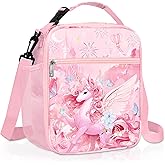 Clastyle Princess Insulated Kids Lunch Bag Firework Large Thermal Cooler Bag for Girl Picnic School Lunch Box Tote,Pink Unicorn Angle