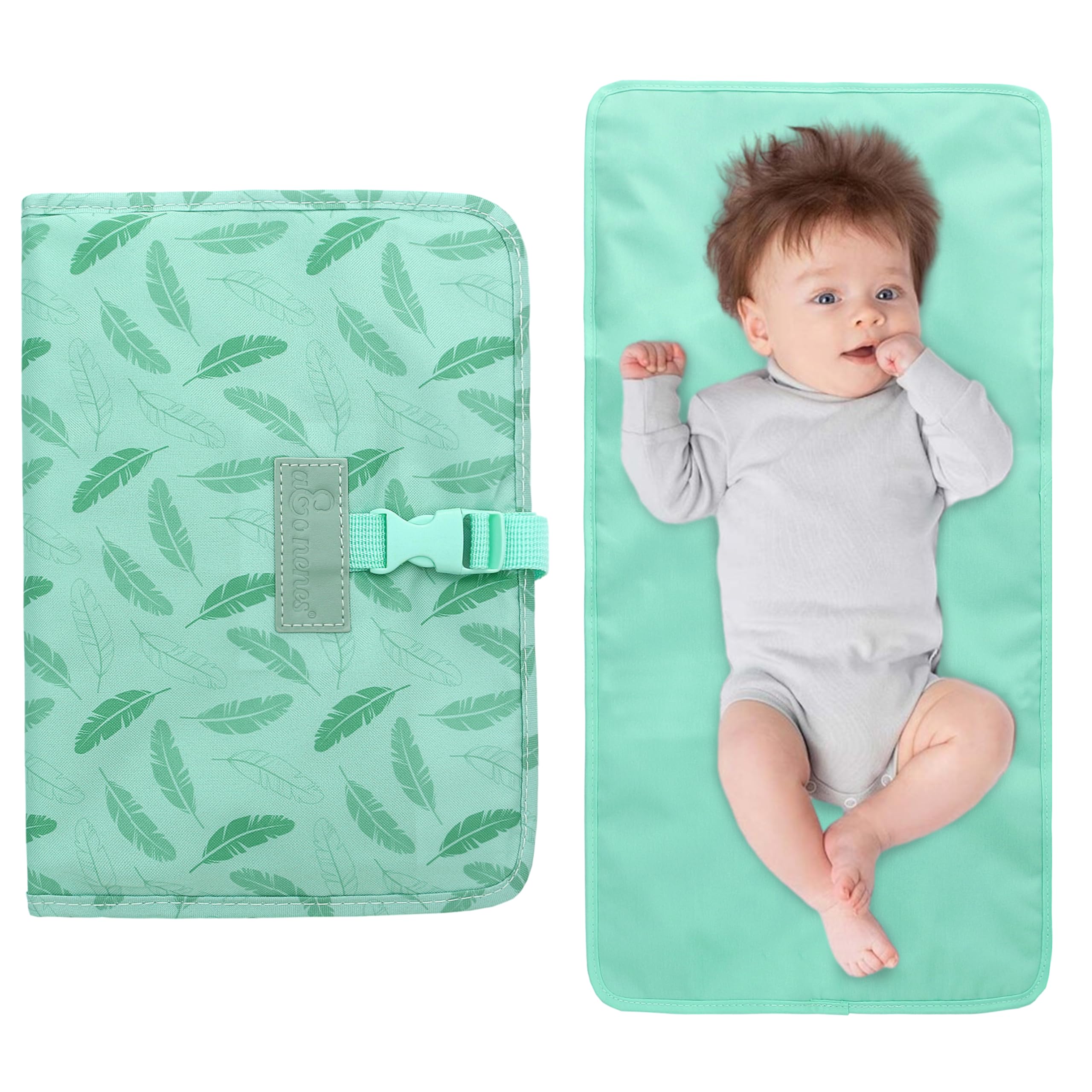 Diaper Bag Organizer with Changing Pad, 2 in 1 Wet and Dry Separation, Waterproof, Convinent Portable Design with Handle, Wipes Baby Organizer, Green, amo nenes