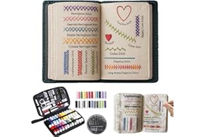 AEEHFENG 2026 Upgraded Embroidery Stitch Book Kit, Advanced Embroidery Book Kit, DIY Embroidery Stitch Bo-ok kit with Multiple Sewing Kit, 108 Pattern for DIY and Sew Enthusiast (1 Pack)