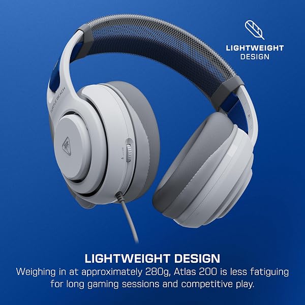 TURTLE BEACH ATLAS 200 WIRED GAMING HEADSET OFFICIALLY LICENSED FOR PLAYSTATION, PS5, PS4, 50MM NANOCLEAR DRIVERS, FLIP-TO-MUTE MIC, MEMORY FOAM CUSHIONS, FLOATING HEADBAND – WHITE
