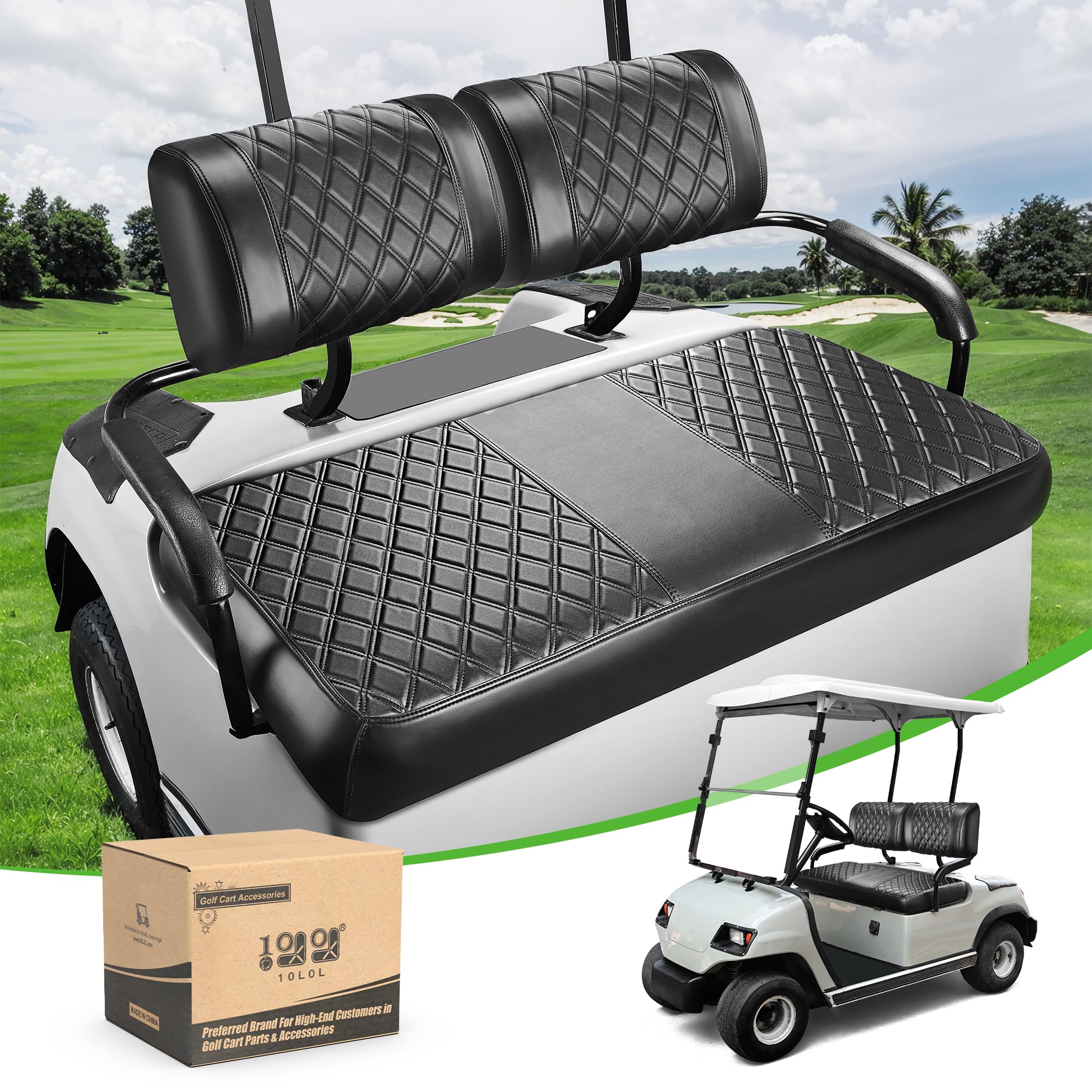 Photo 1 of 10L0L Golf Cart Seat Covers for Yamaha G2 G8 G9 G16 G19 G22 - Golf Cart Front Seat Cover Not Staper Required Thick Vinyl Leather Comfortable Breathable