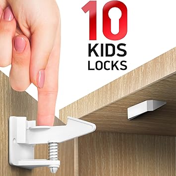 Amazon Com Kitchen Cabinet Locks Child Safety 10 Pack Adhesive