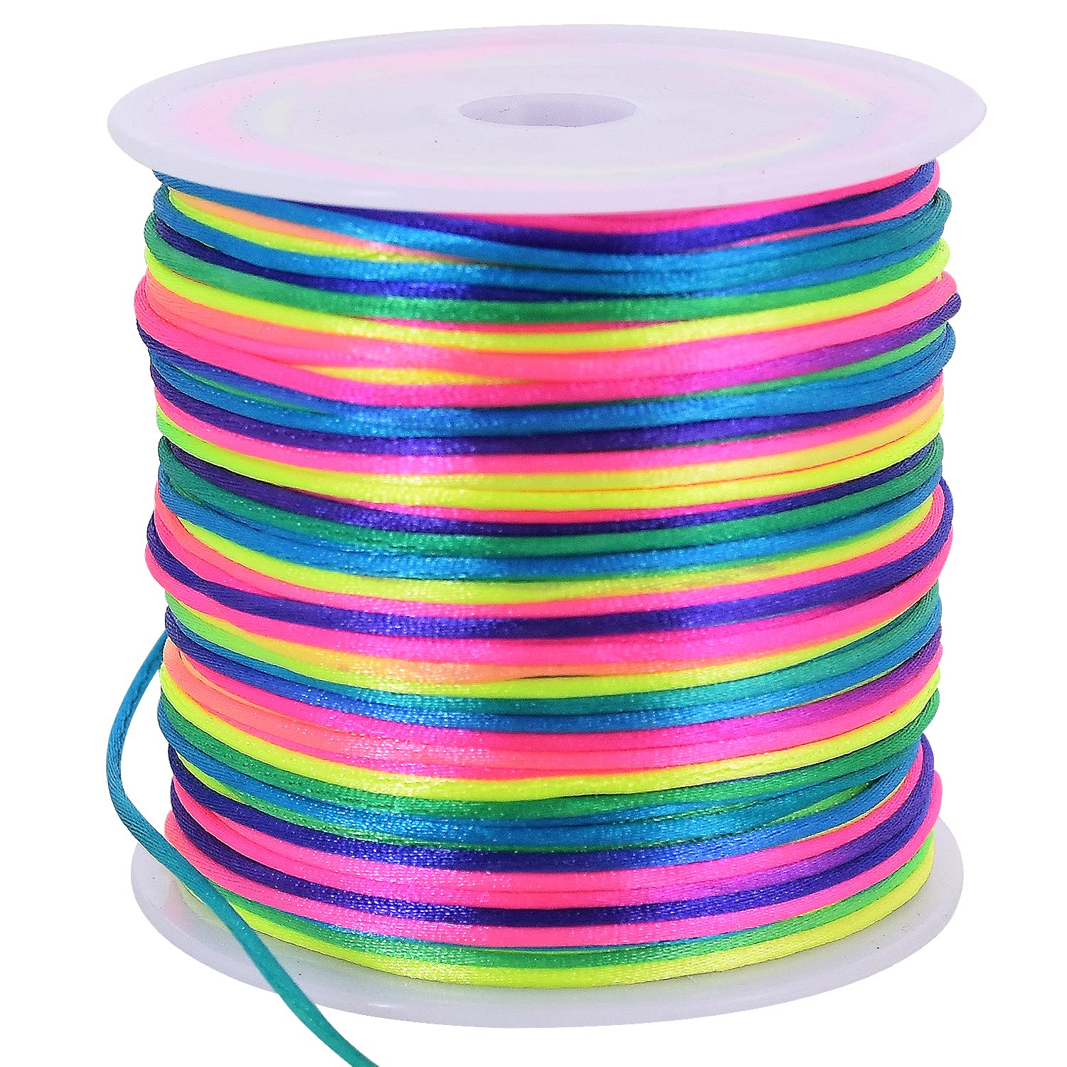 TONIFUL 1.5mm x 50 Yards Rainbow Color Nylon Cord Satin String for Bracelet Jewelry Making Rattail Macrame Waxed Trim Cord Necklace Bulk Beading Thread Kumihimo Chinese Knot Craft — image 1