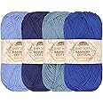 JubileeYarn Baby Soft Bamboo Cotton Yarn - 50g/Skein - Shades of Blue - 4 Skeins