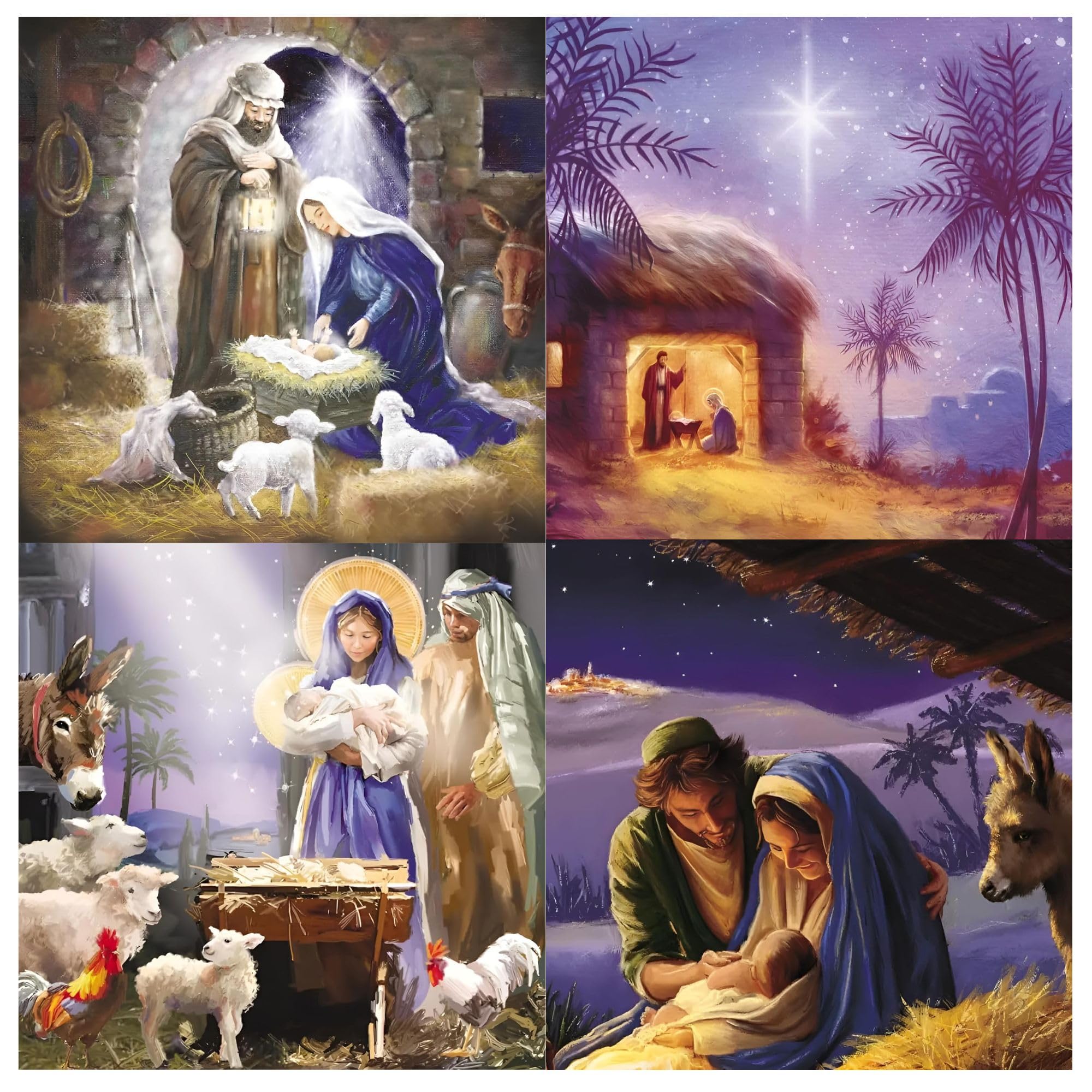 GBCC Charity Christmas Cards Pack of 20 - Assorted Designs - 4 x 5 Traditional Nativity Scenes - Religious Christmas Cards Multipack - In Aid of UK Charities