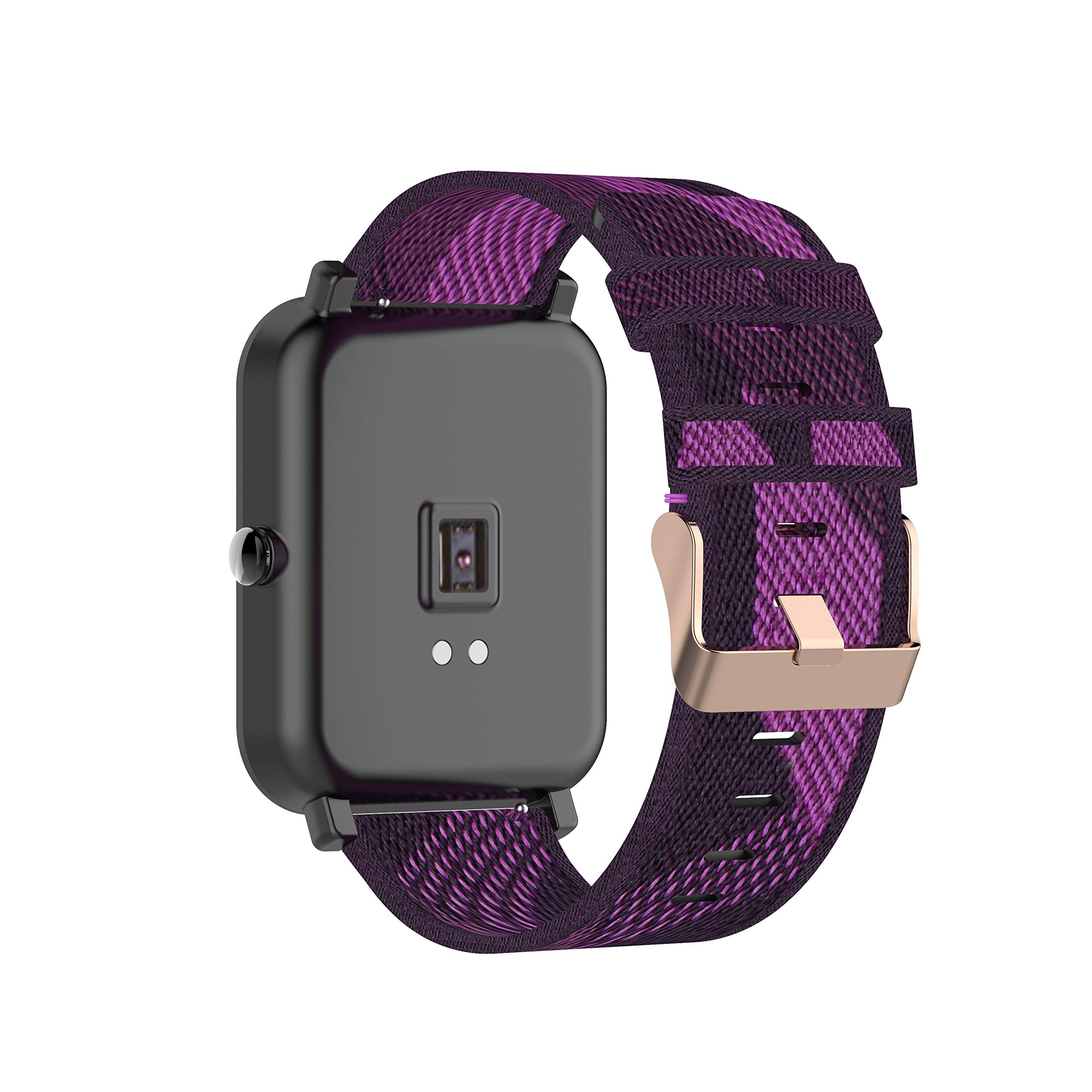 TenCloud Straps Compatible with Garmin Venu Sq 2/Venu 2 Plus Strap, Lightweight Stripe Nylon Fabric Woven Bands Replacement Bracelet Wristband Band for Vivoactive 5/Approach S42/Venu (Purple)