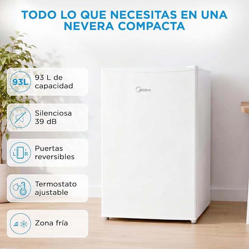 Frigorífico Pequeno 93 L | 84 cm x 54 cm | Silêncio 39 dB | Baixo Consumo