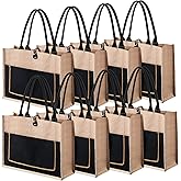 Reginary 8 Pcs Burlap Tote Bags Bulk Large Jute Tote with Handles Reusable Canvas Gift Bags for Wedding Travel