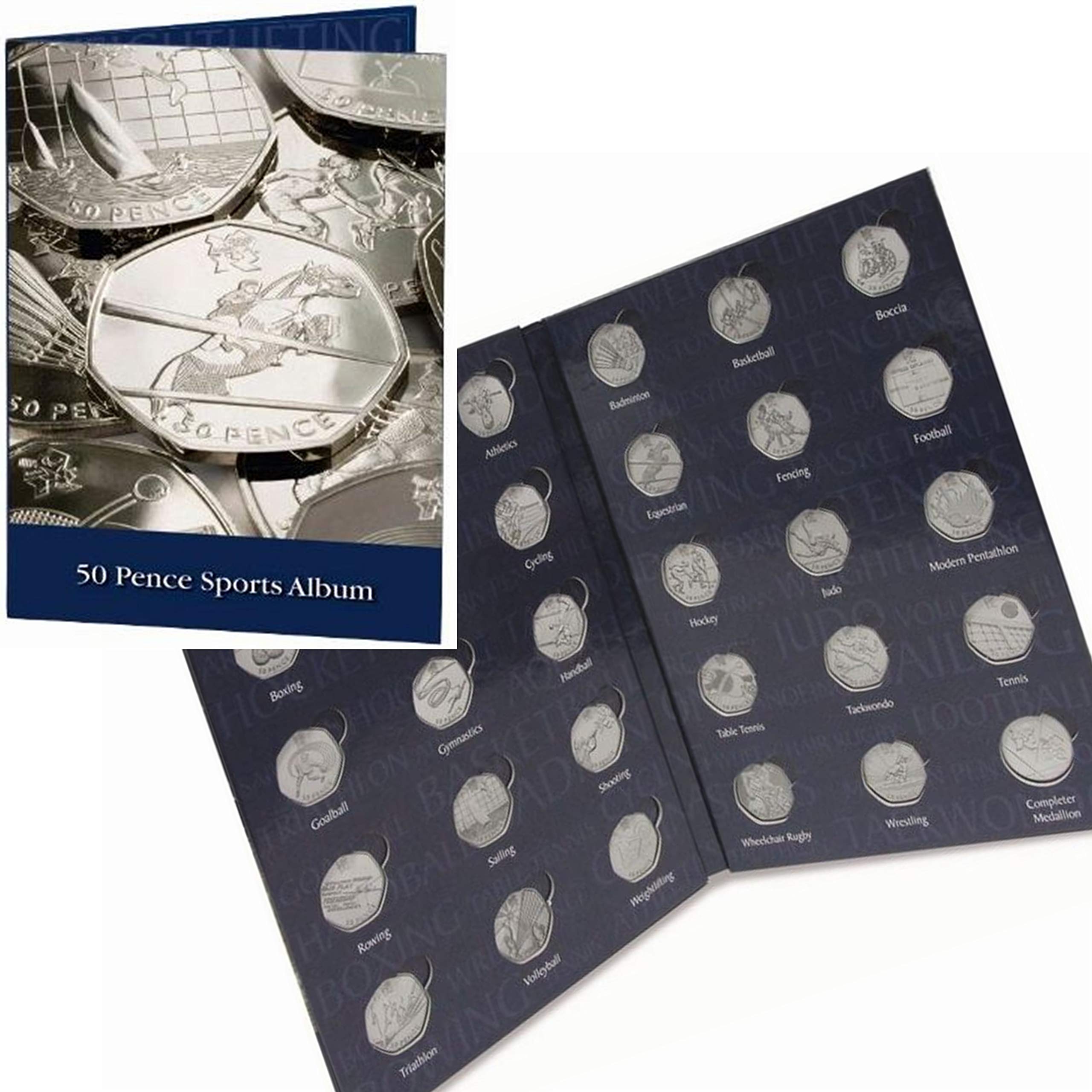 2012 London Olympic 50p Collectors Coin Album/Folder for 29 Coins & Completer Medallion - Lighthouse