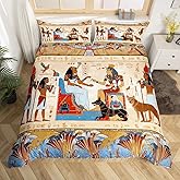 Ancient Egypt Bedding Set King Size Retro Egyptian Pattern Duvet Cover For Women Men Adults Egypt Culture Comforter Cover Tribal Eagle Dog Design Bedspread Cover Bedroom Decor Quilt Cover 3Pcs