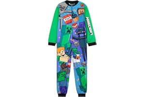 Get Trend One Piece Pajamas for Boys, Teens, Long Sleeved Fleece Jumpsuit, Zip Up Sleepwear, Loungewear PJs, Gifts for Boys