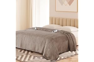 YOKIMISU Heated Electric Blanket King- Super Soft Heating Blanket, Dual Control & 6 Heat Settings, 10 Hours Auto Off, ETL and FCC Certification Fast Heating Electric Throw, Machine Washable, 90 x 100''- Camel