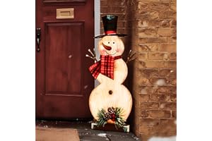 TERESA'S COLLECTIONS Snowman Outdoor Christmas Decorations for Indoor Outdoor Home Decor, Metal Xmas Decorations Standing for Porch, White Christmas Decor Outside Gift for Party Garden Yard,16"