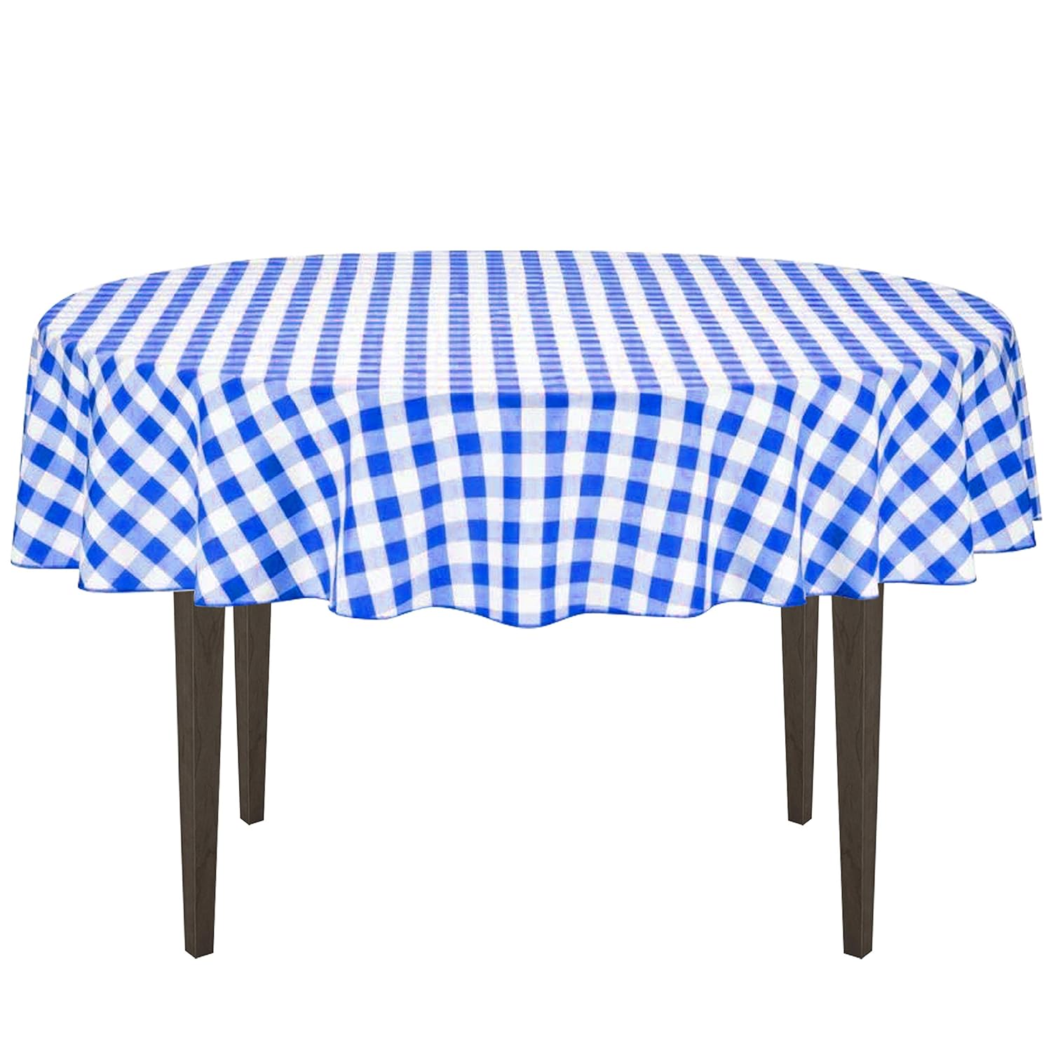 Best 60 inch blue and white check polyester table cloth
