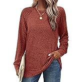 Saloogoe Tunic Sweatshirts for Women Crewneck Lightweight Sweaters Raglan Long Sleeve Shirts Fall Fashion Tops 2025