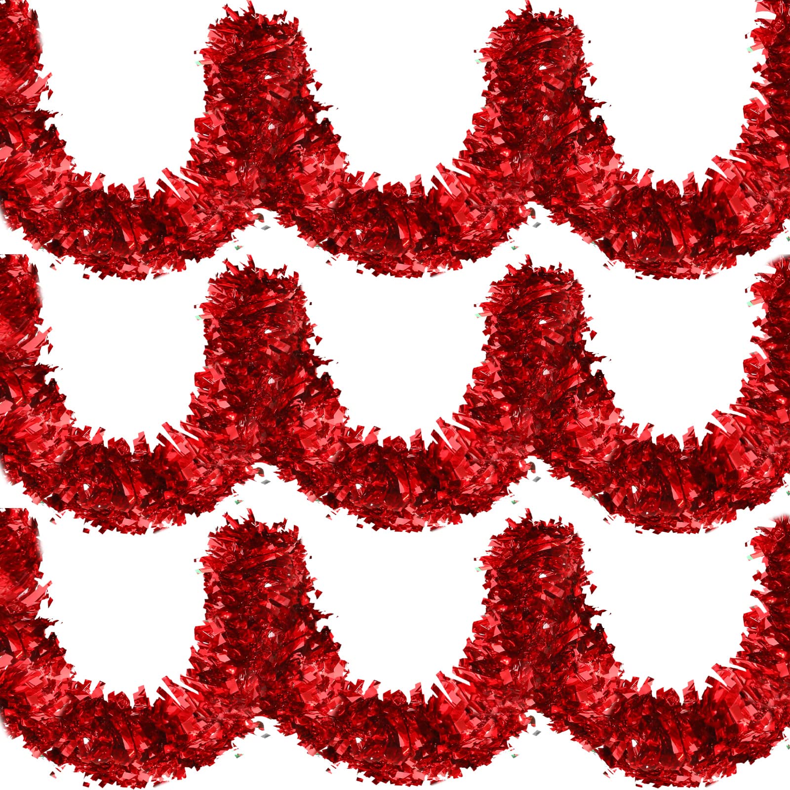 39.4 Feet Christmas Tinsel Garland Shiny Party Tinsel Garland Metallic Tree Xmas Hanging Decoration for Christmas Tree Decoration Wedding Party(Red)