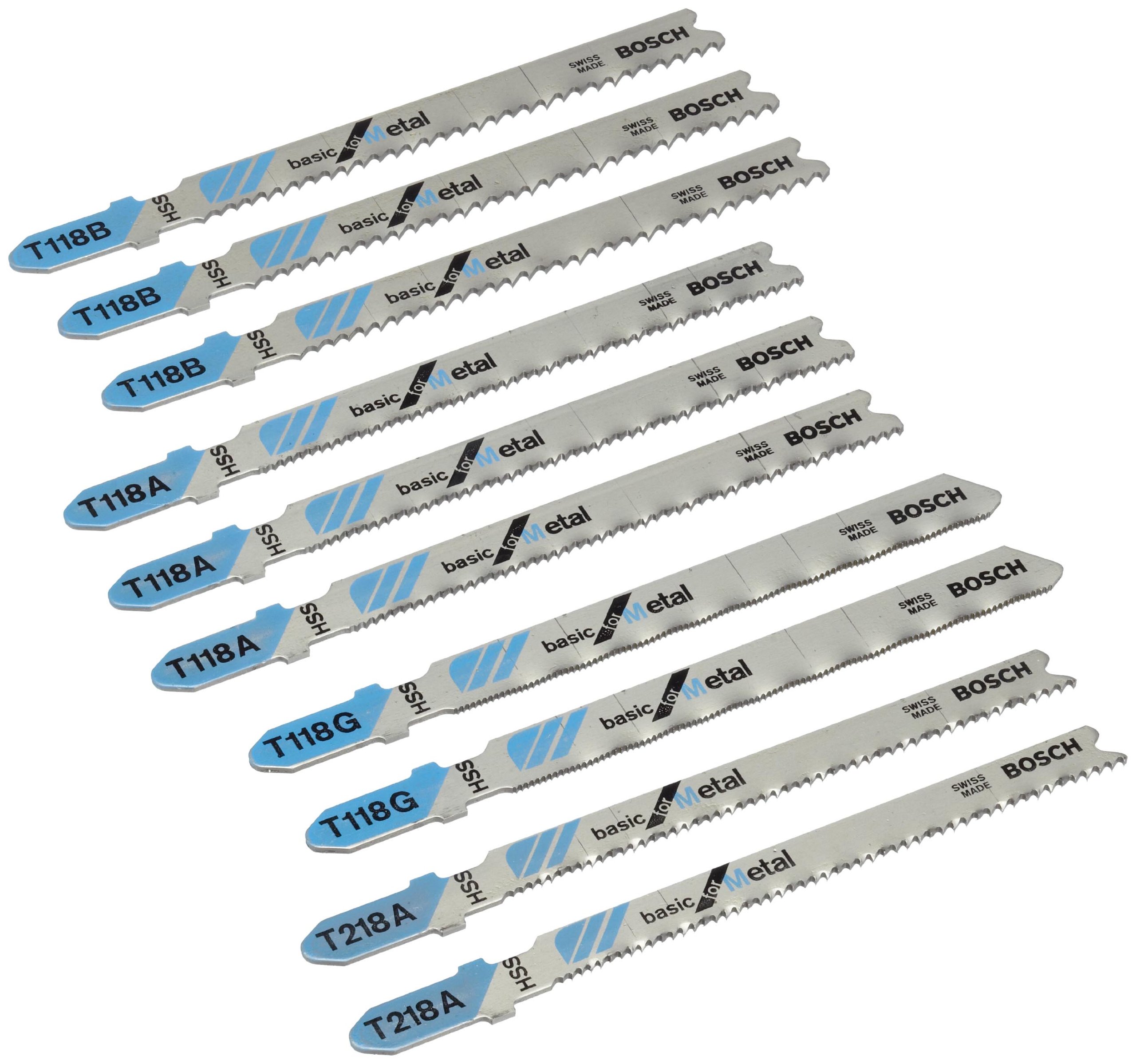 Bosch Professional 10 pcs. Basic for Metal Jigsaw Blade Set with T-Shank (for Steel sheets, Accessory Jigsaw)