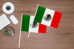 50 Pack Mexico Mexican Flags on Stick Flags,Small