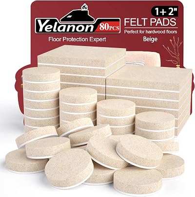 Yelanon Felt Furniture Pads 80 Pcs Anti Scratch Self Adhesive Beige