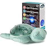 Cloud b Ocean Projector Nightlight with 2 White Noises & 2 Soothing Sounds | Adjustable Settings | Cry Sensor | Tranquil Turtle - Green (Rechargeable)