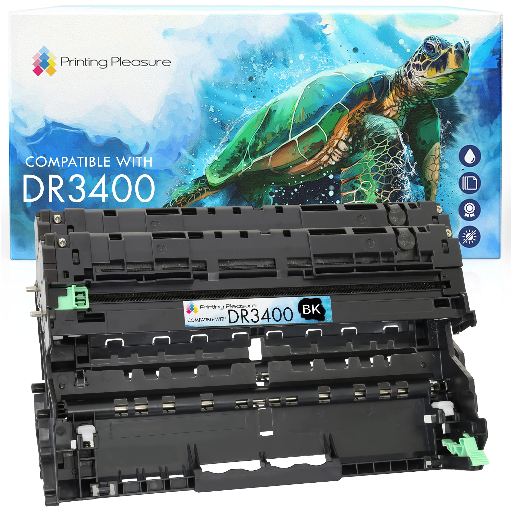 Printing Pleasure 2x DR3400 Drum Units compatible with Brother DCP-L5500DN L6600DW HL-L5000D L5200DW L5200DWT L6300DW L6300DWT L6400DW L6400DWT MFC-L5700DN L5750DW L6800DW L6900DW - Black, High Yield