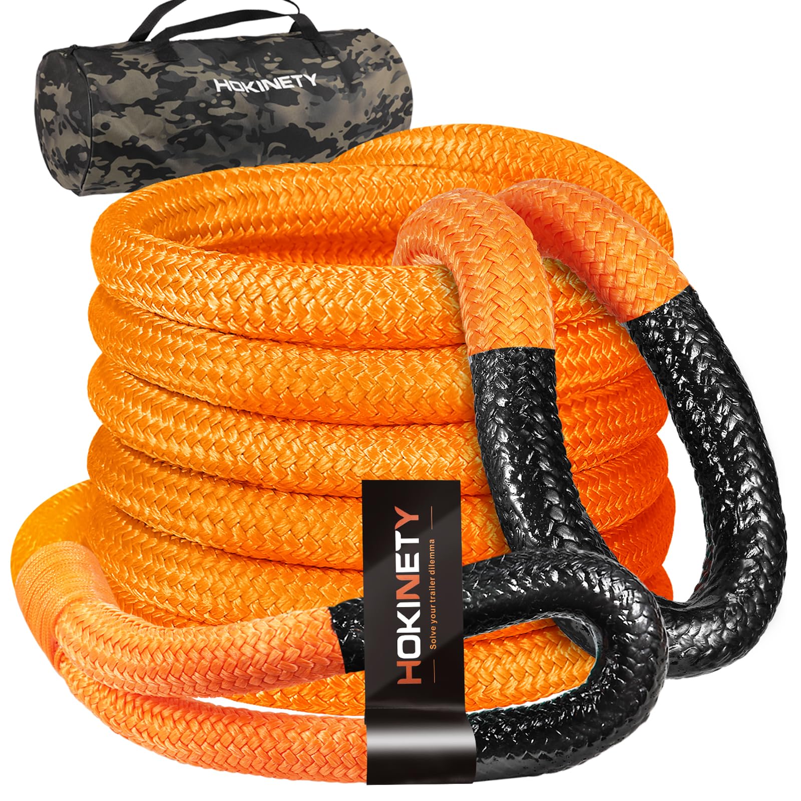 Photo 1 of Kinetic Recovery Tow Rope: 1.26" x 30ft 55000LBS Snatch Strap Heavy Duty Offroad Towing Straps Kit for Trucks SUV UTV ATV Tractor Car Jeep - Orange