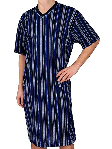 Classic Herrennachthemd, kurzarm, 100% Baumwolle, L XL XXL XXXL