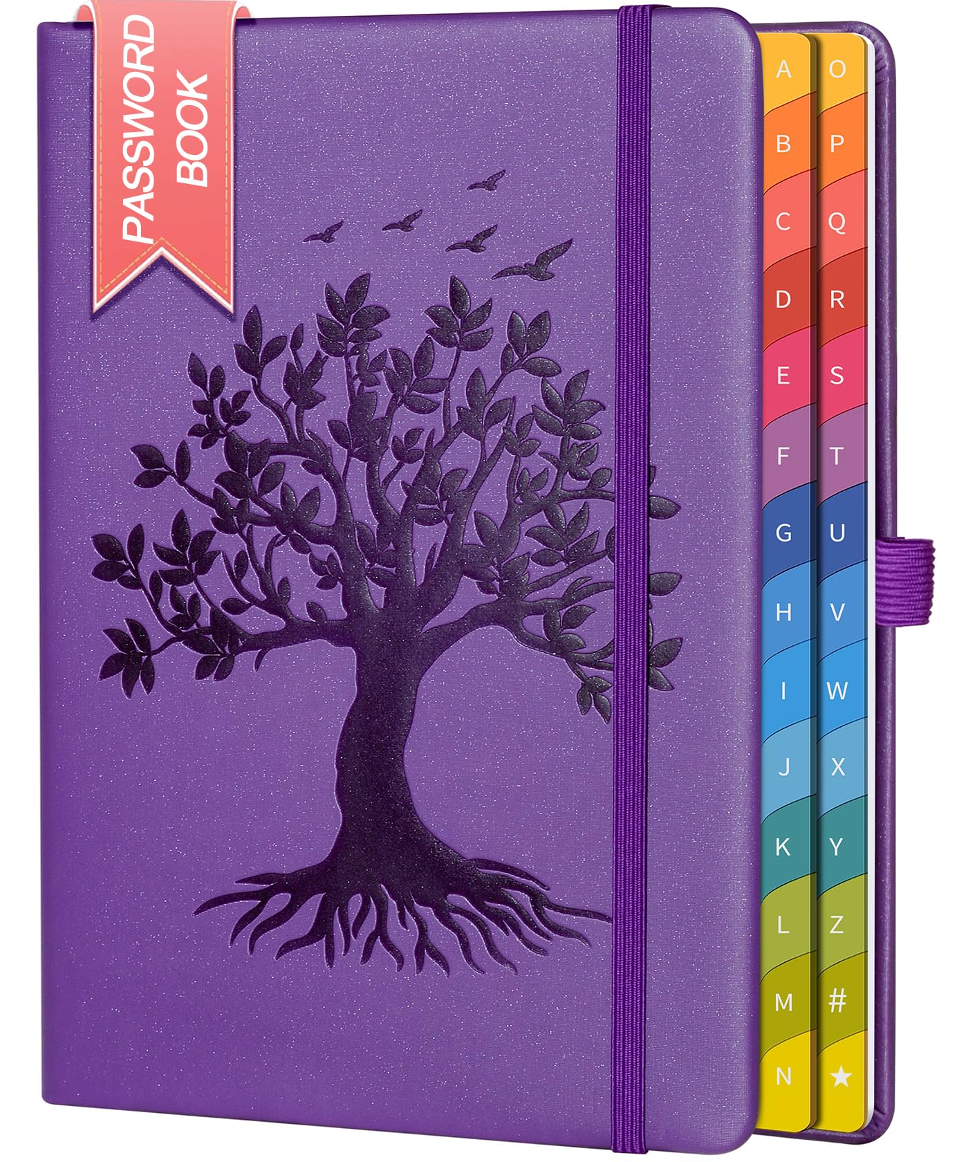 ZXHQ Password Book with Colorful Alphabetical Tabs, 8.4" x 5.8" Hardcover Password Keeper Organizer for Managing Internet Website Addresses and Logins - Purple