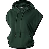 GIVON Womens Lightweight Hooded Vest Sleeveless Pullover Casual Hoodie Drawstring Sweatshirt with Kanga Pockets