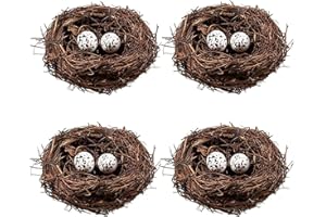 DOMKIER Birds Nest Easter Rattan Nest Decorating, Mini Artificial Birds Nest for Easter Crafts Home Garden Decor Wedding Party (4 Inches)