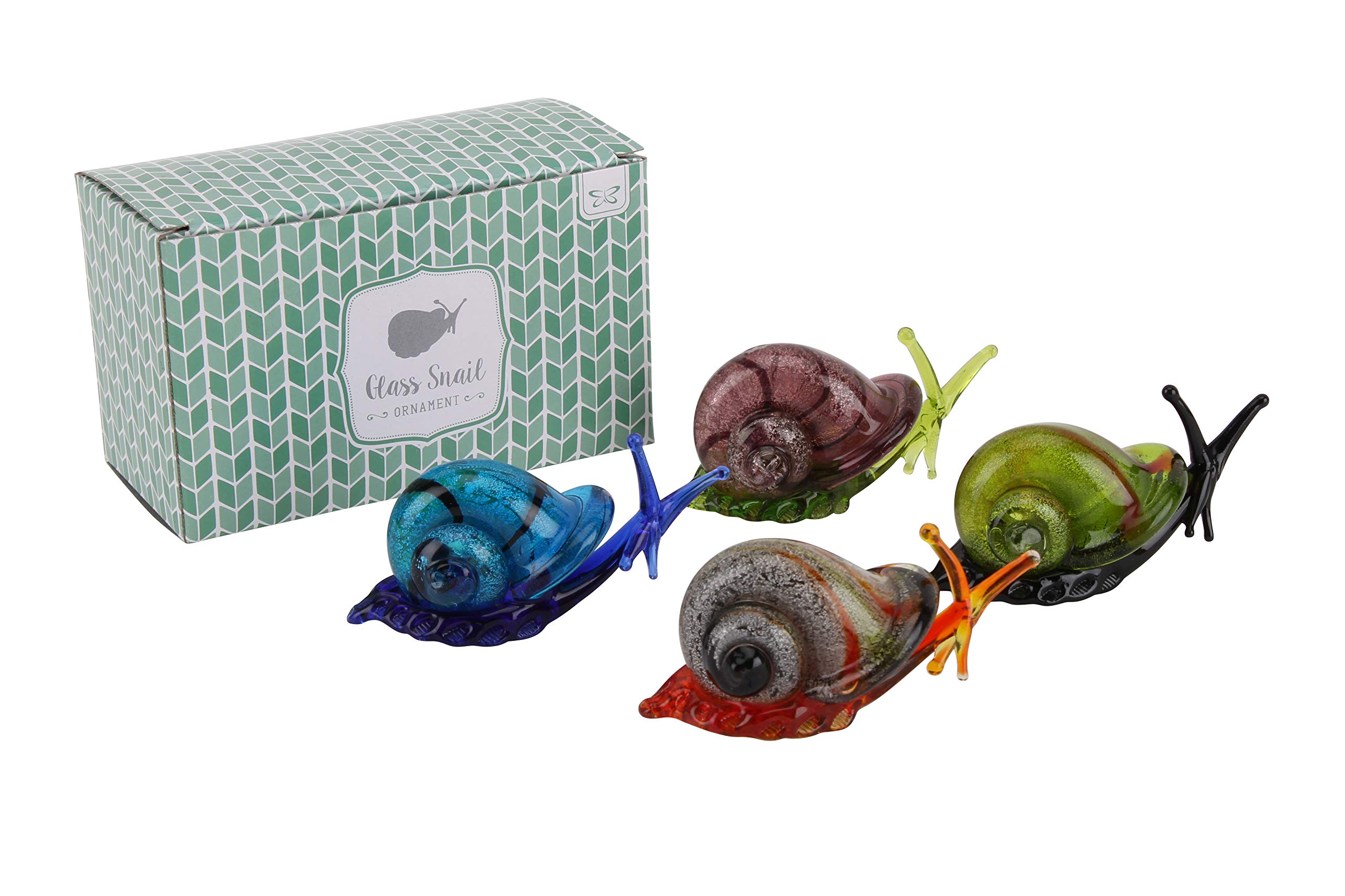 CGB Giftware Glass Snail in Gift Box | One Design To Be Chosen At Random | Only One Snail Will Be Supplied | Collectable Ornament Gift | From Artisan Glassware Range | CI127