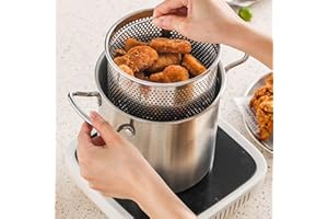 Fryer Pot with Basket, 3.5L Frying Pot Stainless Steel Small Fryer with Anti-scalding Handle Fish and Basket Oil for Chips, F