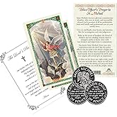 Laminated Saint Michael Prayer Card, St Michael Police Prayer Tokens, The Lord's Prayer - Patron Saint Of Law Enforcement Themed Set of Police Officers Prayer Cards and Tokens - Total 7 Items