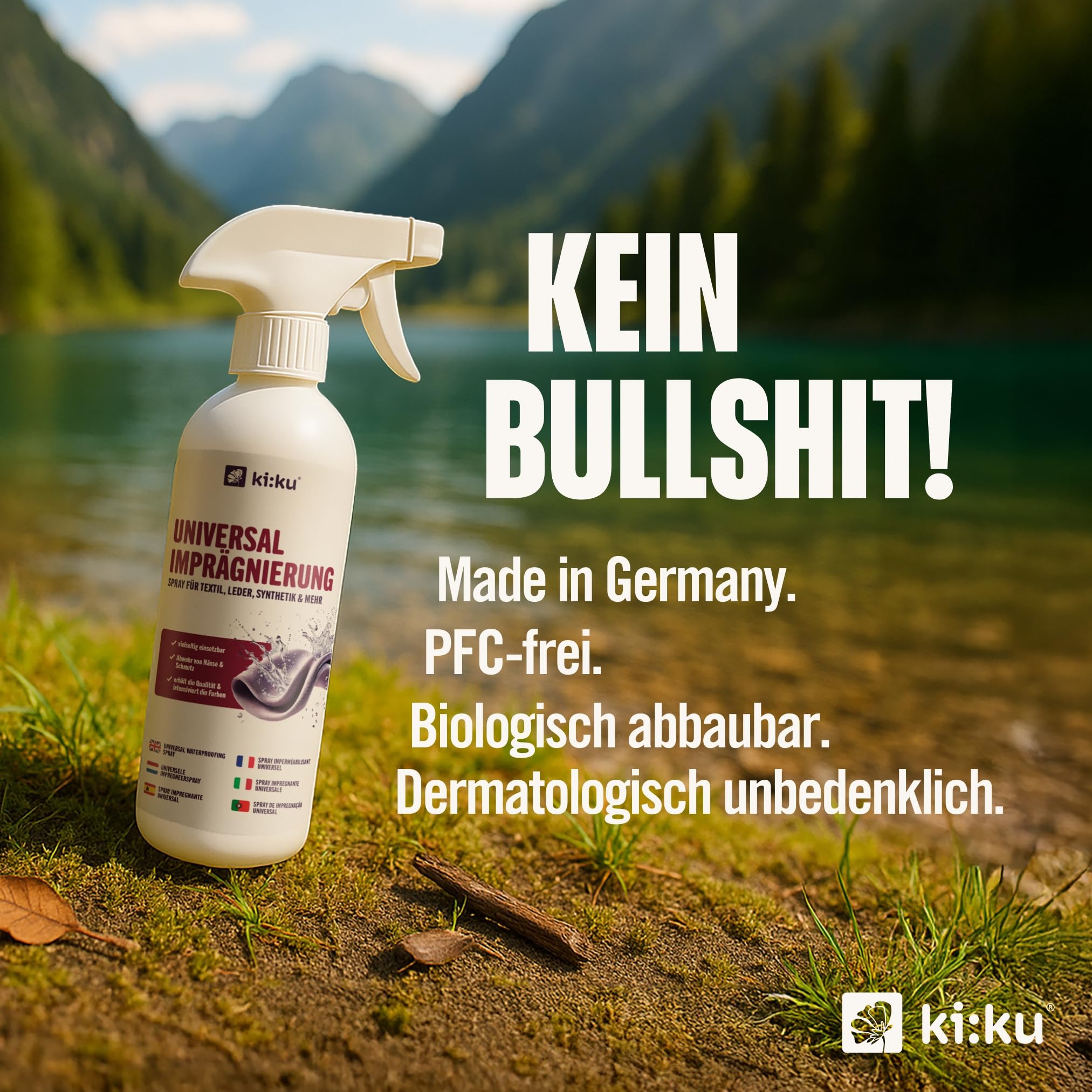 ki:ku Universal Imprägnierung | Imprägnierspray Schuhe, Jacke, Gore-Tex, Zelt, Wildleder, Polster | wasserabweisend atmungsaktiv Fleckenschutz (2,5 l) 7