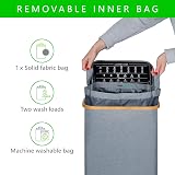 Nest Zest 60L Slim Laundry Basket with Lid Grey Bamboo Rim Oxford Fabric view 6