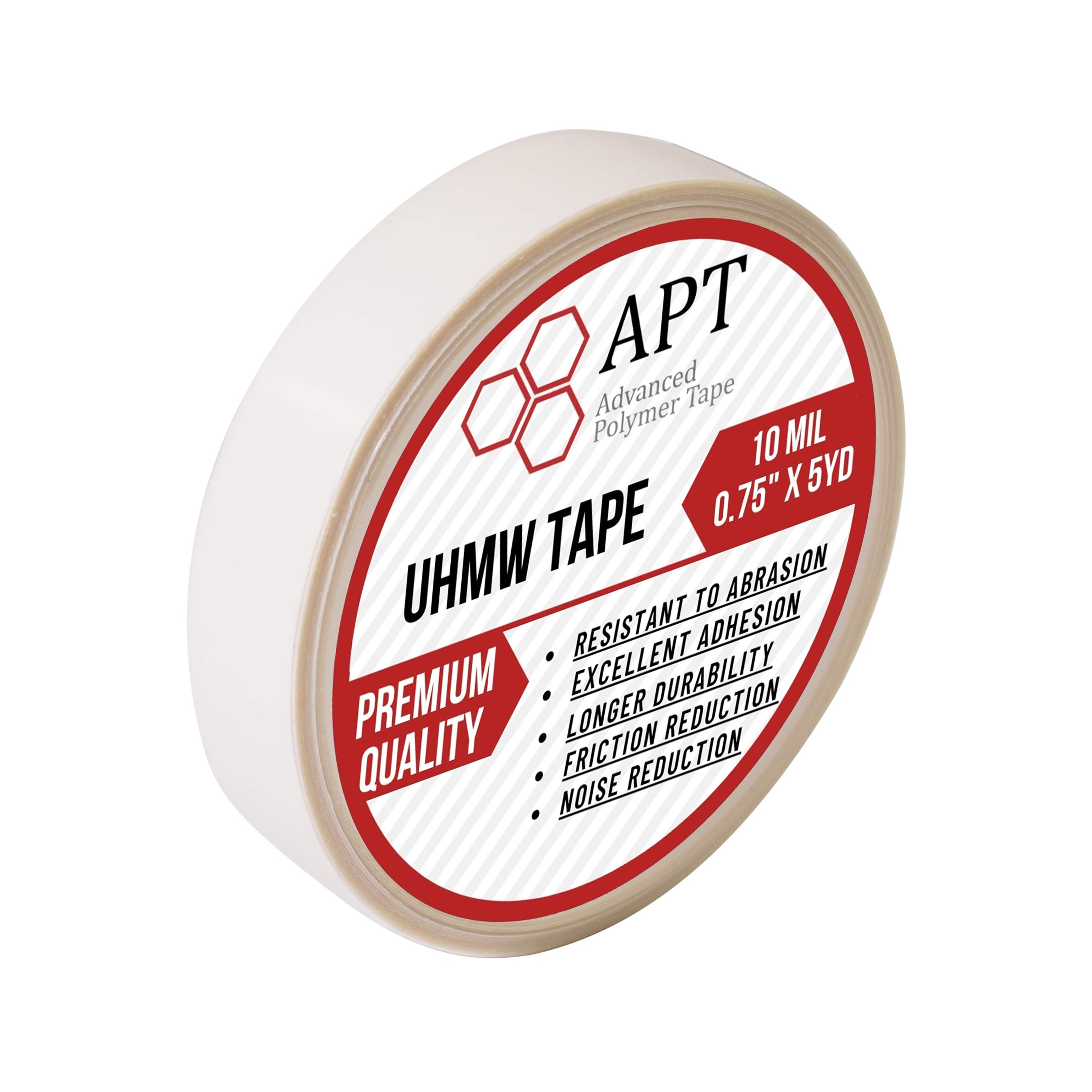 APT, UHMW Polyethylene Tape, Resists Abrasion, Impact, for Surface Protection and Friction and Noise Reduction for Lining Sliding Surfaces. (25mm x 4.6m, 10 Mil UHMW)