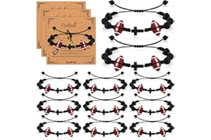 Loetere 12 Set Sport Adjustable Beaded Bracelets Gifts Football Softball Soccer Volleyball Golf Basketball Hockey Bracelets for Women Men Adjustable Beaded Accessories