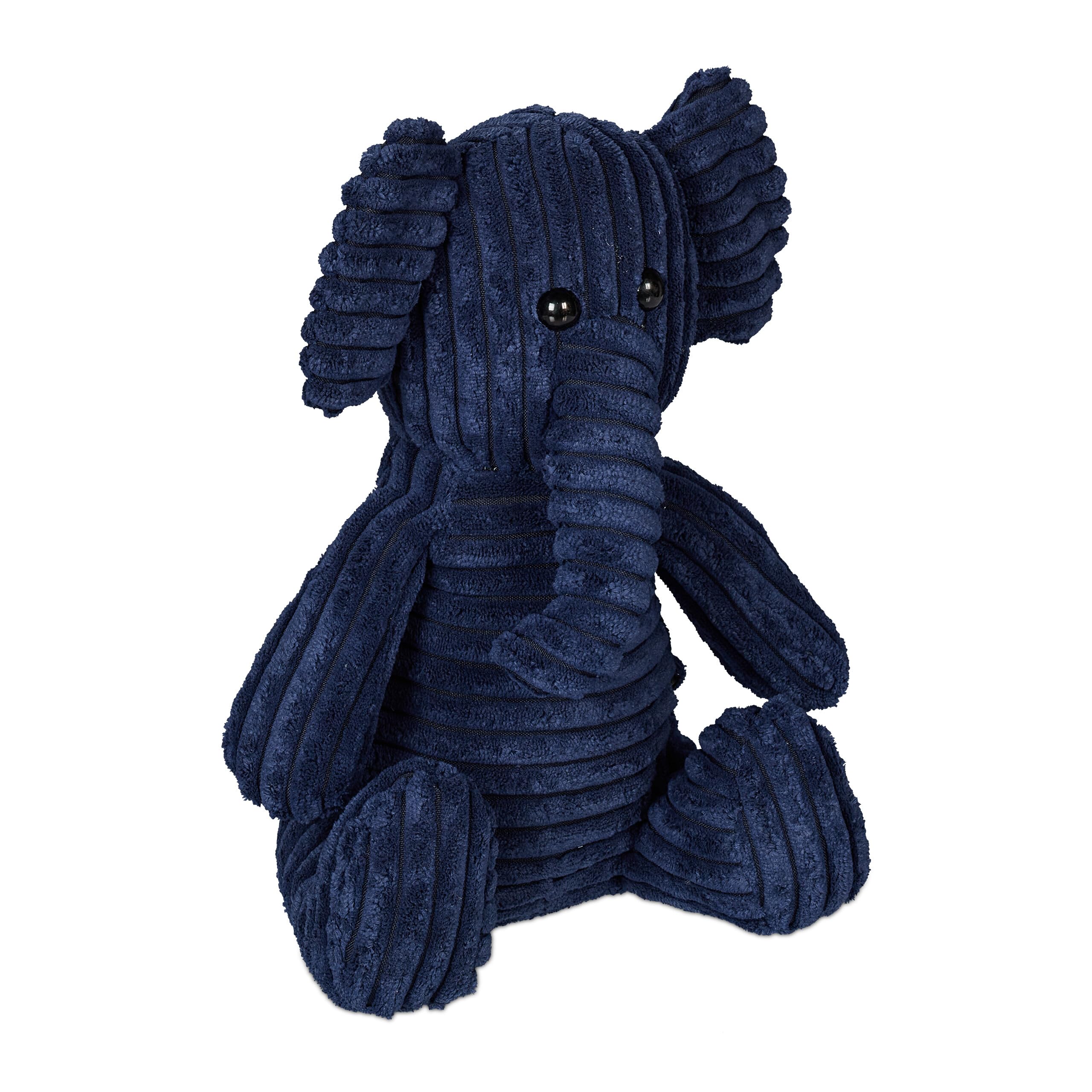 Relaxdays Elephant Doorstop, Fabric with Sand Filling, Door Bumper, Floor Protector, Kids, HxWxD: 27 x 19 x 21 cm, Blue, Polyester