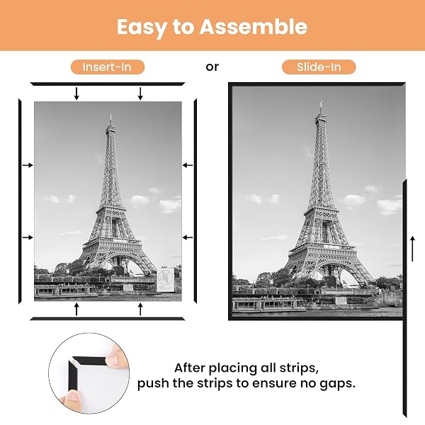UPSIMPLES 16X20 PICTURE FRAME BLACK 3 PACK, SCRATCH-PROOF POSTER FRAMES 16 X 20 FOR PHOTO GALLERY – SLIDE-IN STRIPS, HORIZONTAL OR VERTICAL WALL MOUNTING