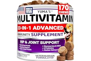 Dog Multivitamin Chewable with Glucosamine - 170 Chews - Dog Vitamins and Supplements 23 in 1 - Senior & Puppy Multivitamin f