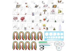Woohome 48 PCS Paper Quilling Kit, Paper Quilling Making Drawing Design, Strips Quilling Paper and Papers Quilling Tools for Quilling Art Paper DIY Drawing Handcraft Handmade, Home Decoration
